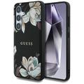 Samsung Galaxy S25 Guess Grained Printed Flower Pattern Case - MagSafe Compatible - Black