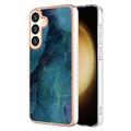 Samsung Galaxy S25 Marble Pattern Electroplated IMD TPU Case - Green