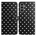 Samsung Galaxy S25 Polka Dot Pattern Wallet Case - Black