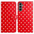 Samsung Galaxy S25 Polka Dot Pattern Wallet Case - Red