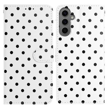 Samsung Galaxy S25 Polka Dot Pattern Wallet Case - White