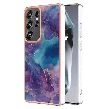 Samsung Galaxy S25 Ultra Marble Pattern Electroplated IMD TPU Case - Purple / Blue