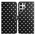 Samsung Galaxy S25 Ultra Polka Dot Pattern Wallet Case - Black