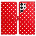 Samsung Galaxy S25 Ultra Polka Dot Pattern Wallet Case - Red