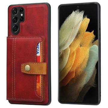 Samsung Galaxy S25 Ultra Retro Style Case with Wallet - Red