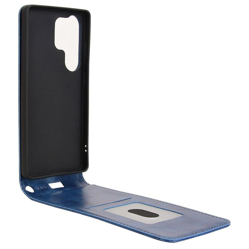 Samsung Galaxy S25 Ultra Vertical Flip Case with Card Slot - Dark Blue