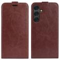 Samsung Galaxy S25 Vertical Flip Case with Card Slot - Brown