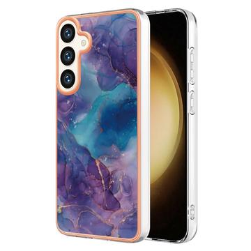 Samsung Galaxy S25+ Marble Pattern Electroplated IMD TPU Case - Purple / Blue