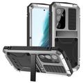 Samsung Galaxy S25+ R-Just Premium Case with Kickstand & Tempered Glass Screen Protector - Silver