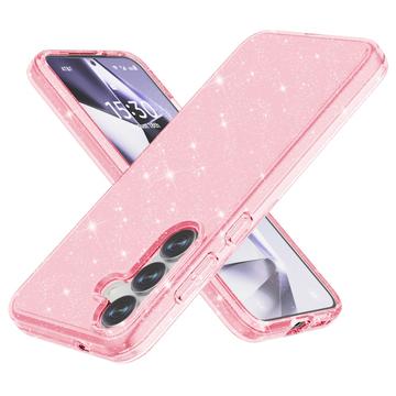 Samsung Galaxy S25+ Stylish Glitter Series Hybrid Case - Pink