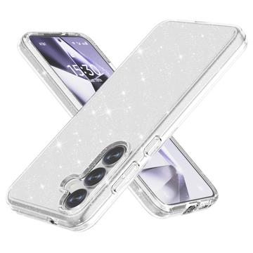 Samsung Galaxy S25+ Stylish Glitter Series Hybrid Case - White