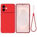 Samsung Galaxy S26 Edge Liquid Silicone Case with Hand Strap - Red