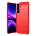 Samsung Galaxy S26 FE Brushed TPU Case - Carbon Fiber - Red
