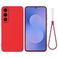 Samsung Galaxy S26 FE Liquid Silicone Case with Hand Strap - Red
