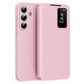 Samsung Galaxy S26 FE Smart Clear View Flip Case with Card Slot - Pink