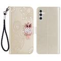 Samsung Galaxy S26 Owl Rhinestone Wallet Case - Gold