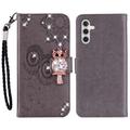 Samsung Galaxy S26 Owl Rhinestone Wallet Case - Grey