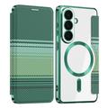 Samsung Galaxy S26 Stylish Magnetic Flip Case with RFID Card Slots - Blackish Green