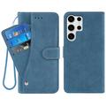 Samsung Galaxy S26 Ultra Elegant Retro Wallet Case with Rotating Card Holder - Blue