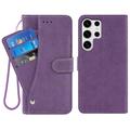 Samsung Galaxy S26 Ultra Elegant Retro Wallet Case with Rotating Card Holder - Purple