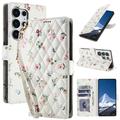 Samsung Galaxy S26 Ultra Rhombic Floral Wallet Case - Roses