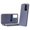 Samsung Galaxy S26 Ultra Smart Clear View Flip Case with Card Slot - Grey Purple