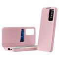Samsung Galaxy S26 Ultra Smart Clear View Flip Case with Card Slot - Pink