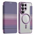 Samsung Galaxy S26 Ultra Stylish Magnetic Flip Case with RFID Card Slots - Purple