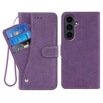 Samsung Galaxy S26+ Elegant Retro Wallet Case with Rotating Card Holder - Purple