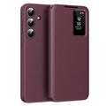 Samsung Galaxy S26+ Smart Clear View Flip Case with Card Slot - Wine Red