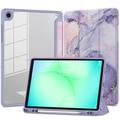 Samsung Galaxy Tab A11/A9 Tech-Protect SmartCase Pen Hybrid Tri-Fold Folio Case - Violet Marble