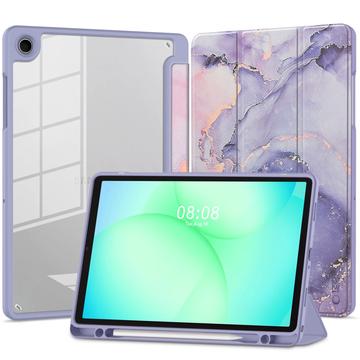 Samsung Galaxy Tab A11+/A9+ Tech-Protect SmartCase Pen Hybrid Tri-Fold Folio Case - Violet Marble