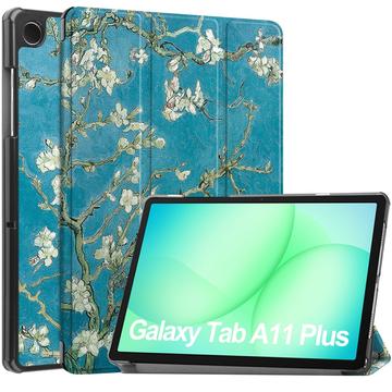 Samsung Galaxy Tab A11+ Tri-Fold Series Smart Folio Case - White Flowers