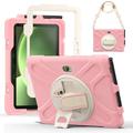 Samsung Galaxy Tab Active5 Pro Heavy Duty 360 Case with Hand Strap - Pink / White