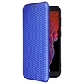 Samsung Galaxy Xcover 5 Flip Case - Carbon Fiber - Blue