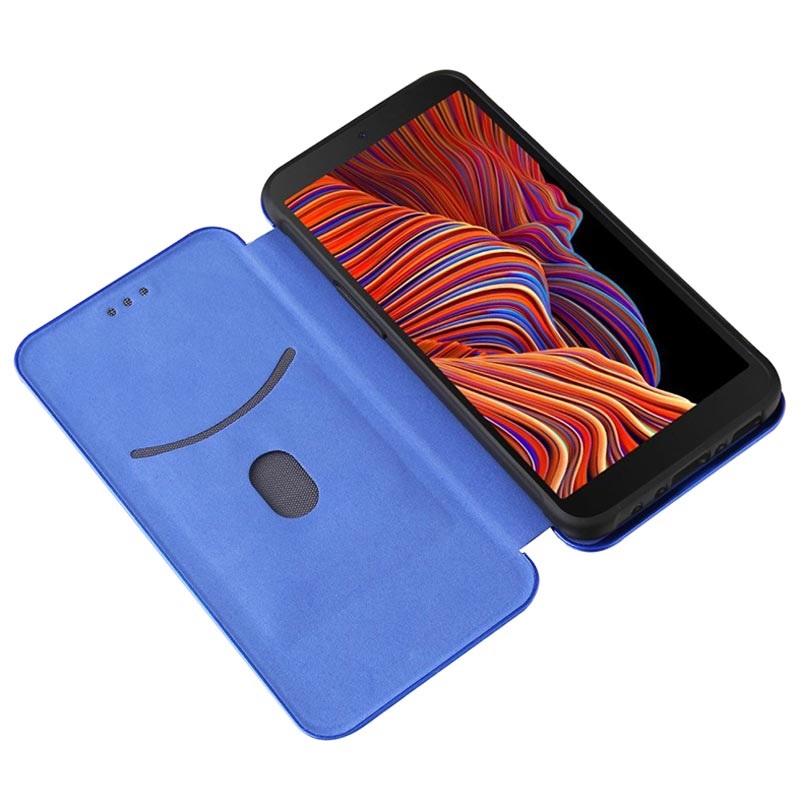 Samsung Galaxy Xcover 5 Flip Case Carbon Fiber Blue