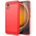 Samsung Galaxy Xcover7 Brushed TPU Case - Carbon Fiber - Red