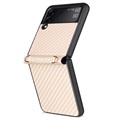 Samsung Galaxy Z Flip3 5G Case with Strap - Carbon Fiber - Gold