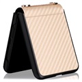 Samsung Galaxy Z Flip3 5G Case with Strap - Carbon Fiber - Gold