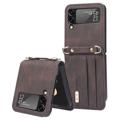 Samsung Galaxy Z Flip4 5G Hybrid Case with Card Holder - Brown