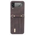 Samsung Galaxy Z Flip4 5G Hybrid Case with Card Holder - Brown