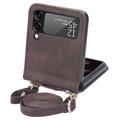 Samsung Galaxy Z Flip4 5G Hybrid Case with Card Holder - Brown