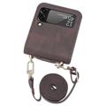 Samsung Galaxy Z Flip4 5G Hybrid Case with Card Holder - Brown