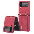 Samsung Galaxy Z Flip4 5G Hybrid Case with Card Holder - Red