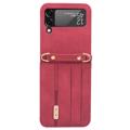 Samsung Galaxy Z Flip4 5G Hybrid Case with Card Holder - Red