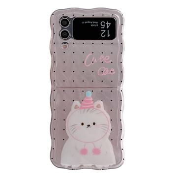 Samsung Galaxy Z Flip4 Stylish Wavy Edge TPU Case - Cat