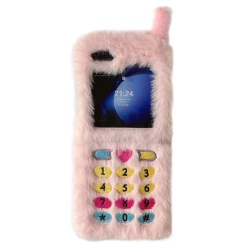 Samsung Galaxy Z Flip6 Retro Plush Case with Embroidered Dial Keys - Pink