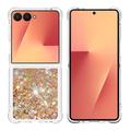 Samsung Galaxy Z Flip7 Glitter Quicksand TPU Case - Gold Hearts