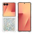 Samsung Galaxy Z Flip7 Glitter Quicksand TPU Case - Silver Hearts