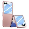Samsung Galaxy Z Flip7 Plastic Case with Outer Tempered Glass Screen Protector - Pink